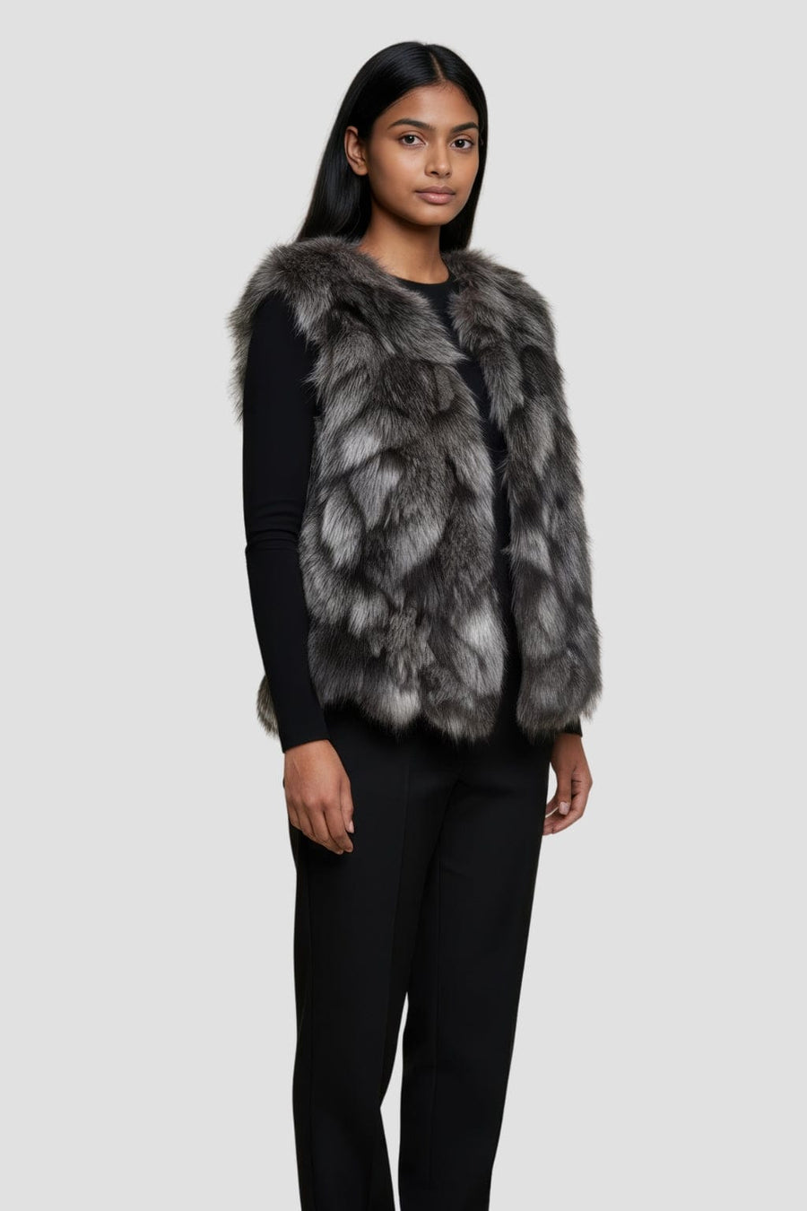 Gilet fourrure femme argenté Héritage fourrure