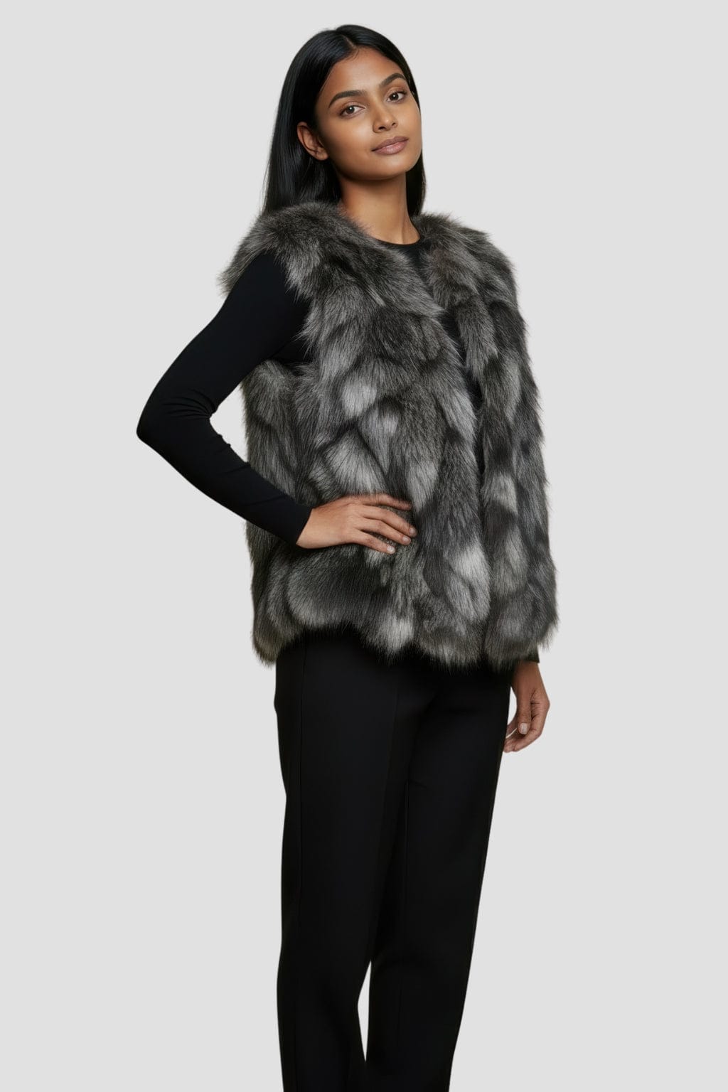 Gilet fourrure femme argenté Héritage fourrure