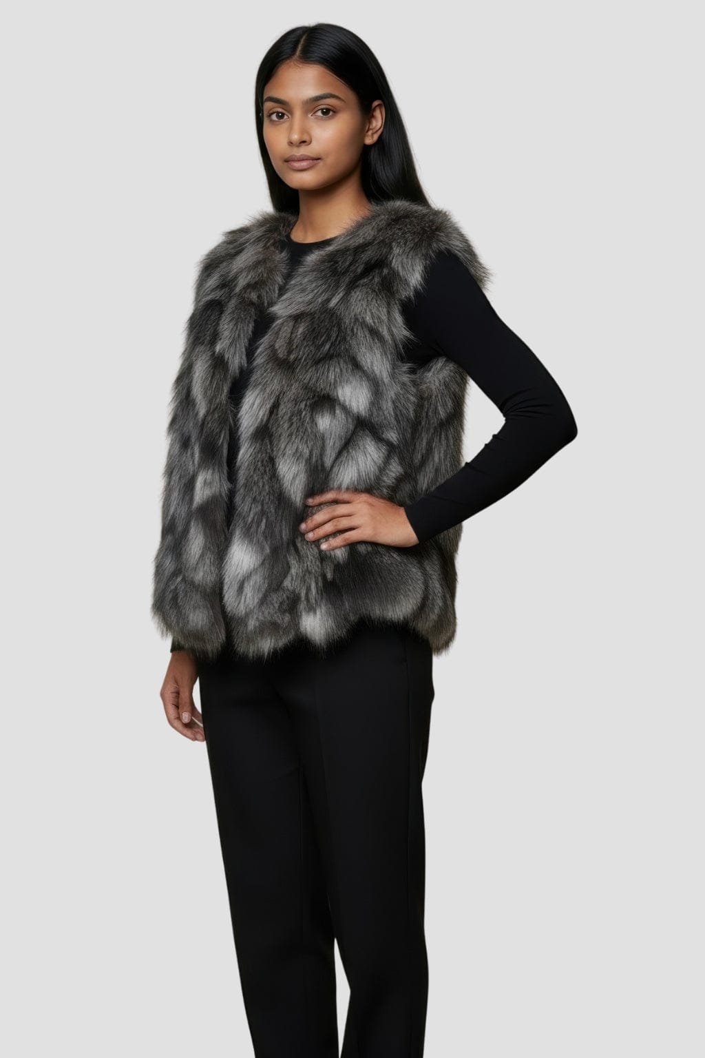 Gilet fourrure femme argenté Héritage fourrure