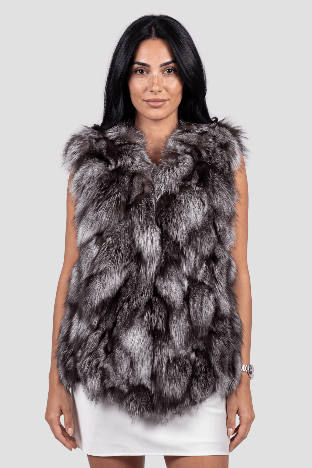 Gilet fourrure femme argenté Héritage fourrure