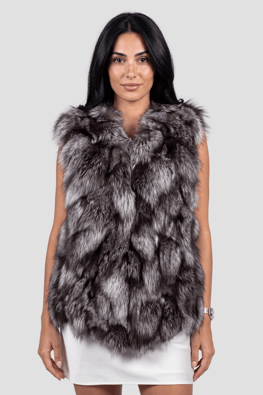 Gilet fourrure femme argenté Héritage fourrure
