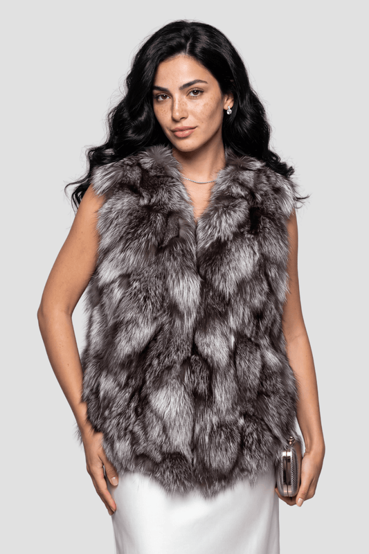 Gilet fourrure femme argenté Héritage fourrure