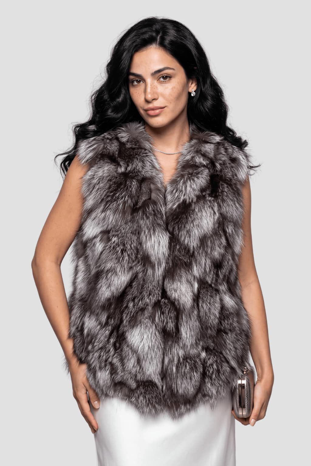 Gilet fourrure femme argenté Héritage fourrure