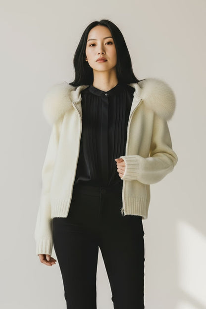 Gilet fourrure femme beige Héritage fourrure