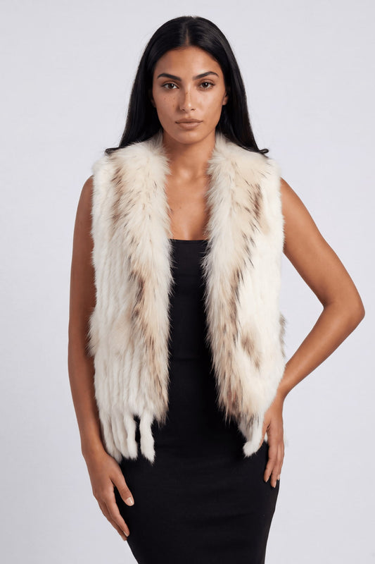 Gilet fourrure femme beige Héritage fourrure