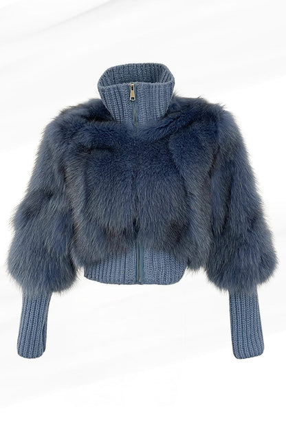 Gilet fourrure femme bleu Héritage fourrure