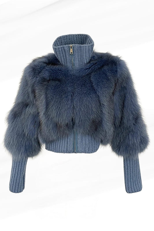 Gilet fourrure femme bleu Héritage fourrure