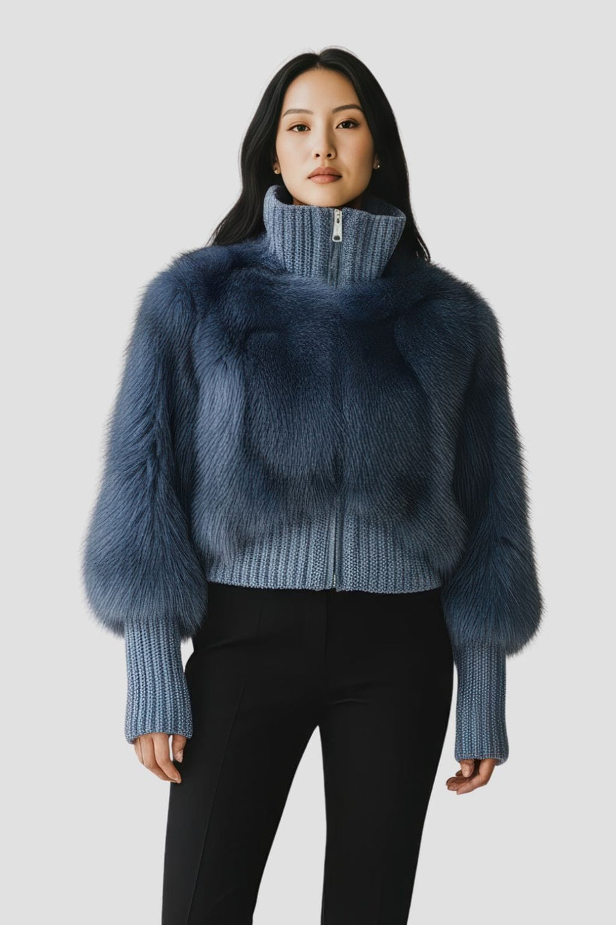 Gilet fourrure femme bleu Héritage fourrure