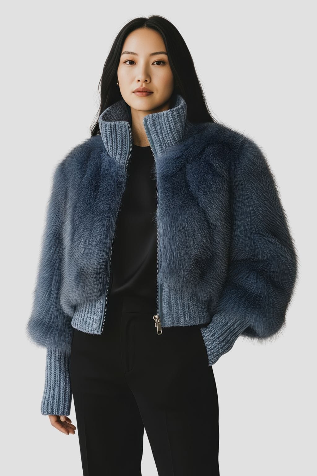 Gilet fourrure femme bleu Héritage fourrure