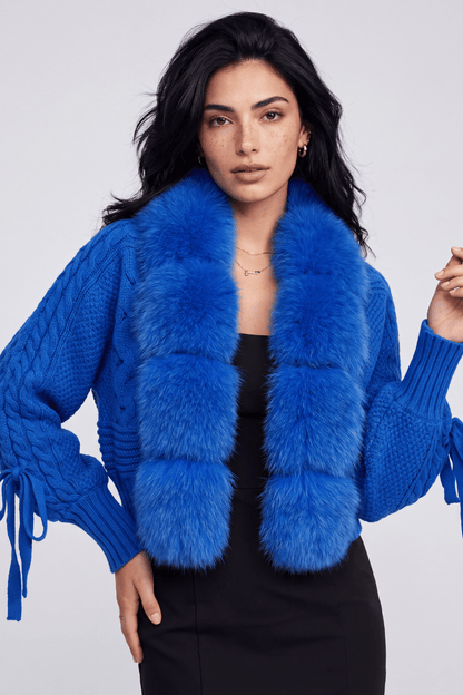 Gilet fourrure femme bleu Héritage fourrure