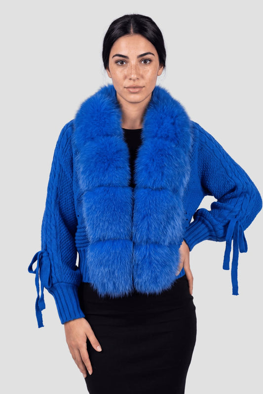 Gilet fourrure femme bleu Héritage fourrure