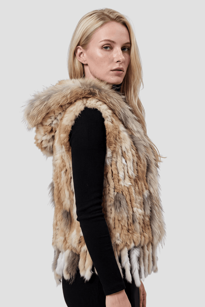 Gilet fourrure femme capuche Héritage fourrure