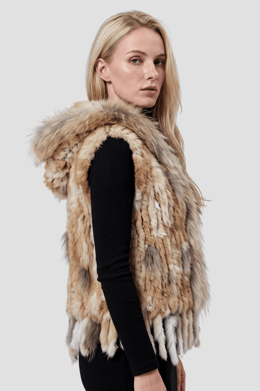 Gilet fourrure femme capuche Héritage fourrure