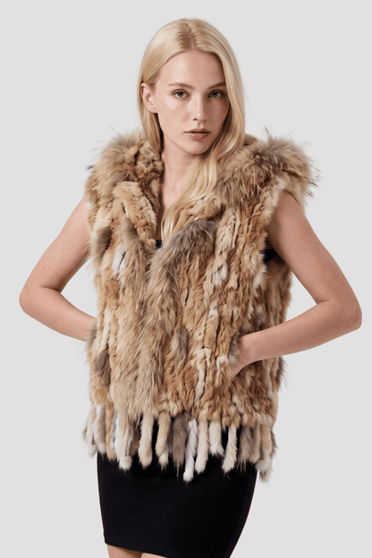 Gilet fourrure femme capuche Héritage fourrure