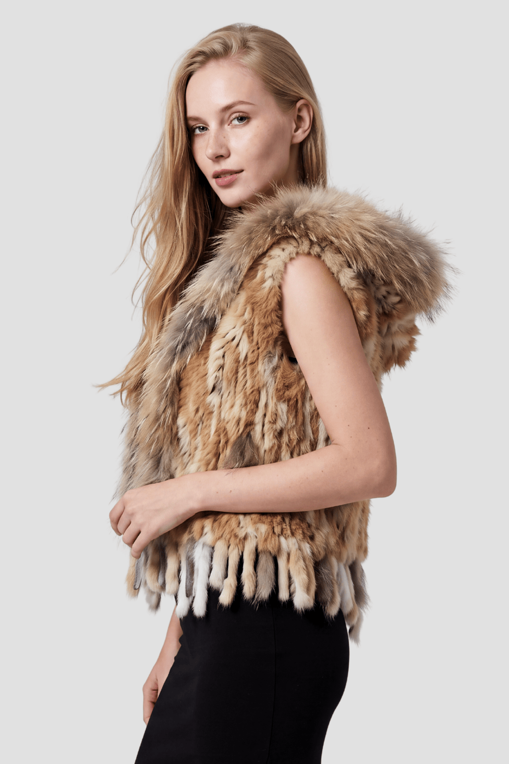 Gilet fourrure femme capuche Héritage fourrure
