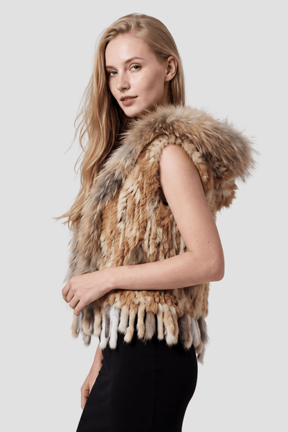 Gilet fourrure femme capuche Héritage fourrure