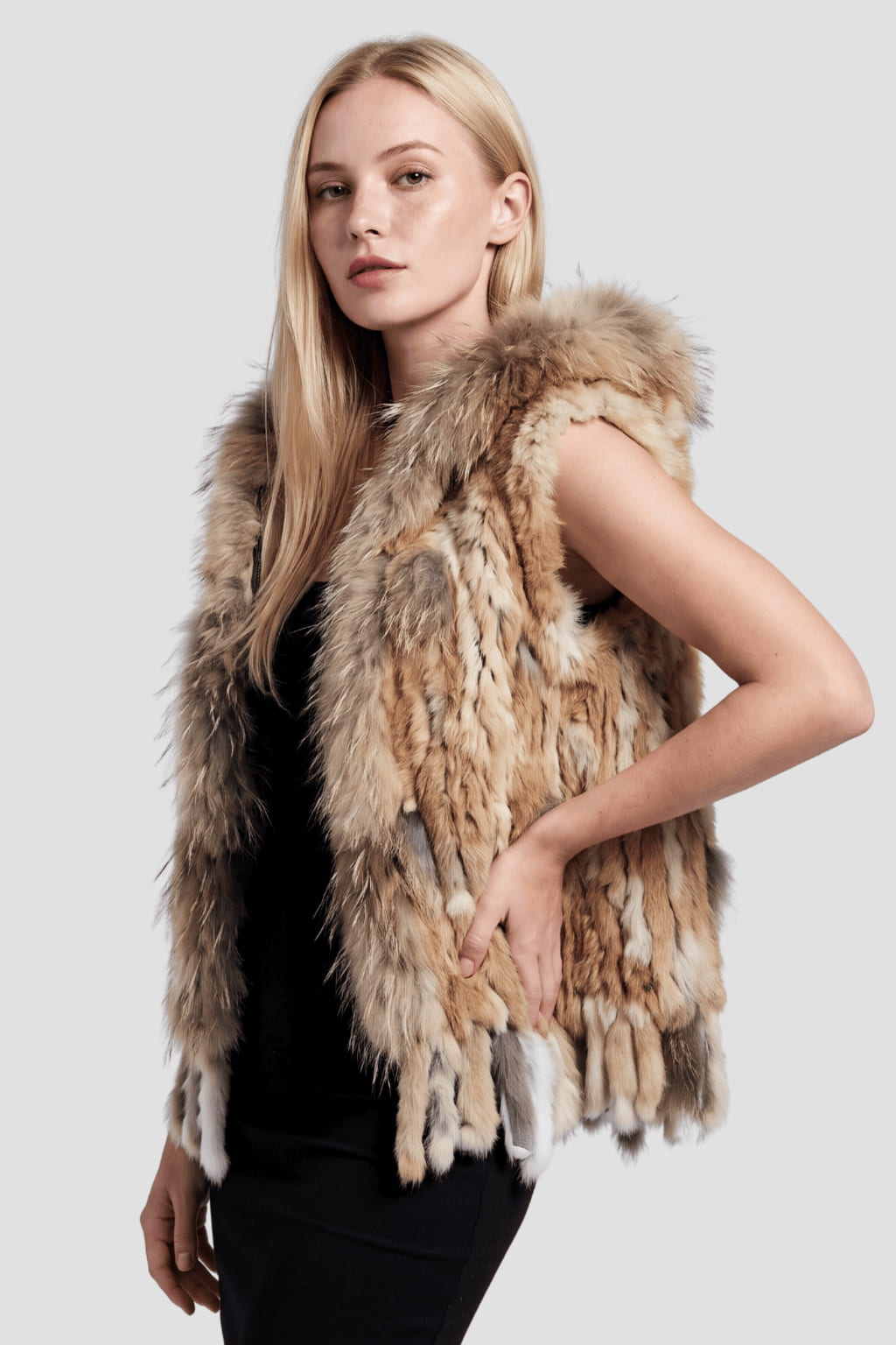 Gilet fourrure femme capuche Héritage fourrure