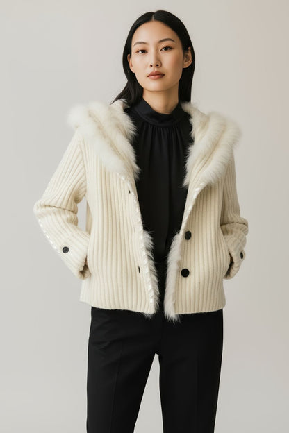 Gilet fourrure femme crème Héritage fourrure