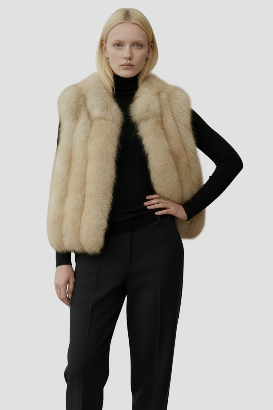 Gilet fourrure femme crème Héritage fourrure