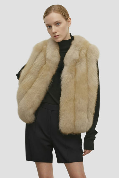 Gilet fourrure femme crème Héritage fourrure