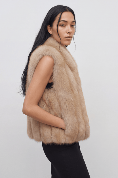 Gilet fourrure femme crème Héritage fourrure