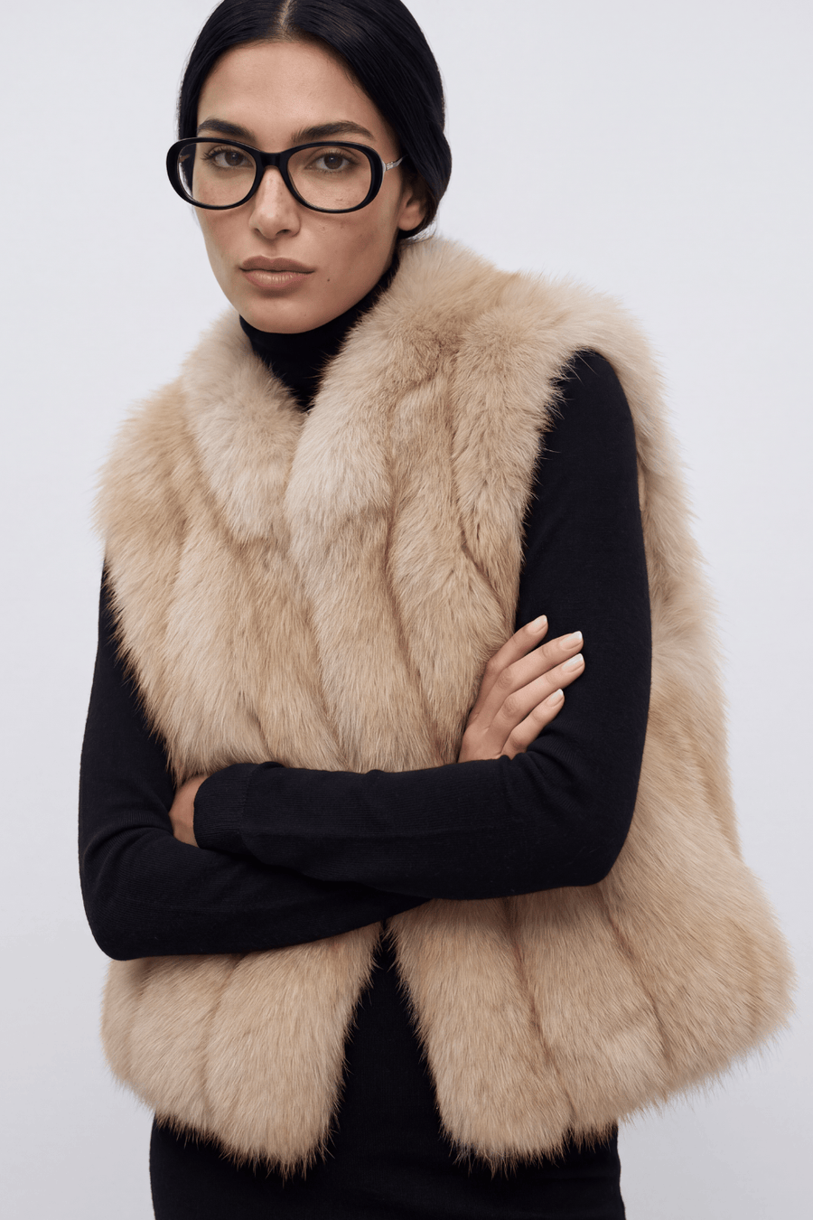 Gilet fourrure femme crème Héritage fourrure