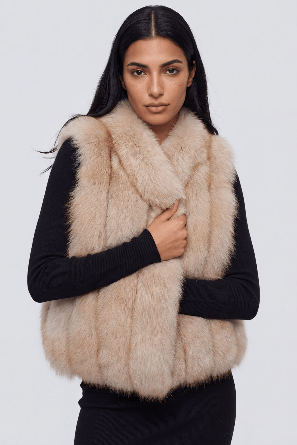 Gilet fourrure femme crème Héritage fourrure