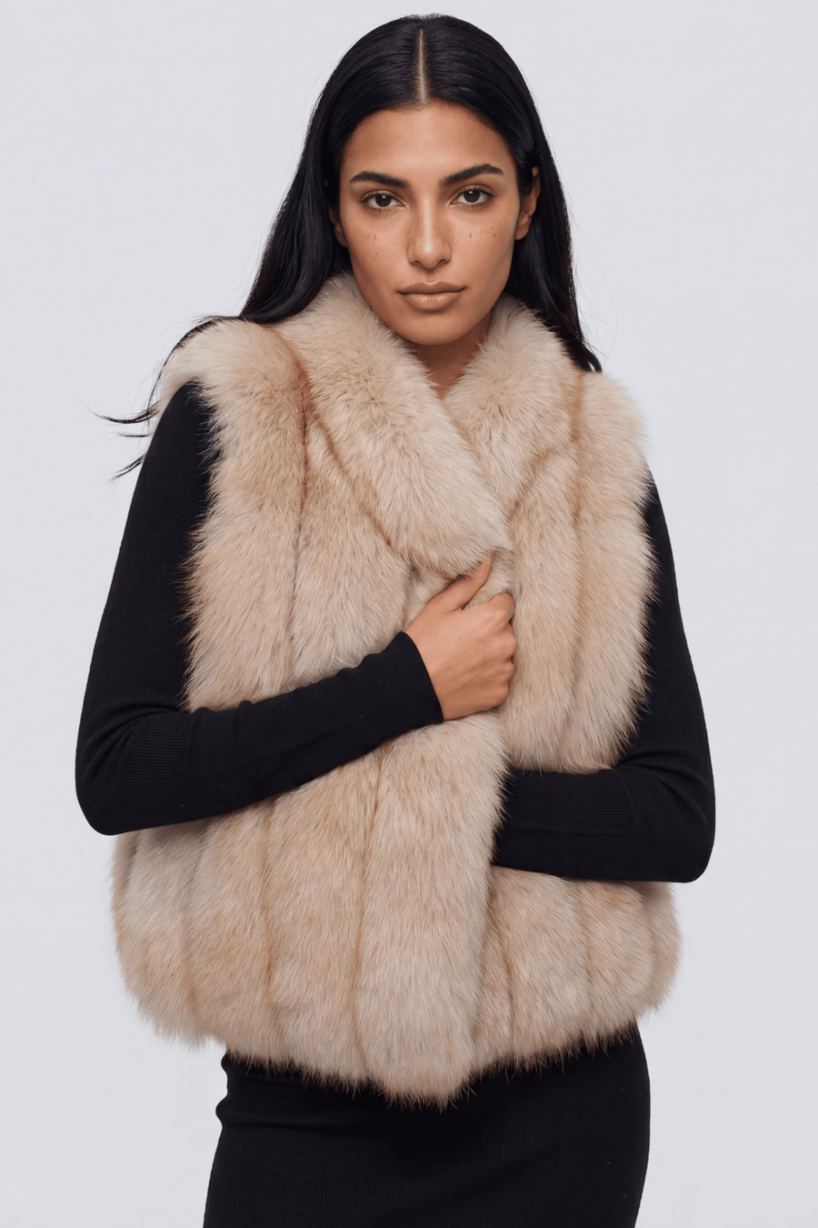 Gilet fourrure femme crème Héritage fourrure