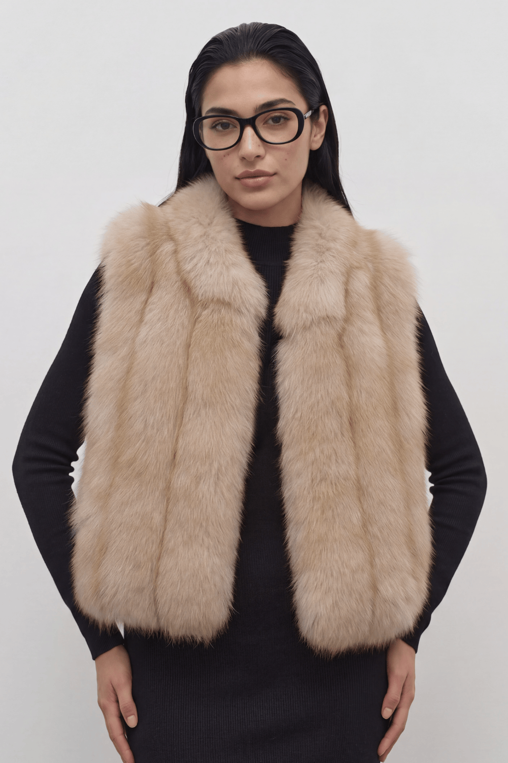 Gilet fourrure femme crème Héritage fourrure