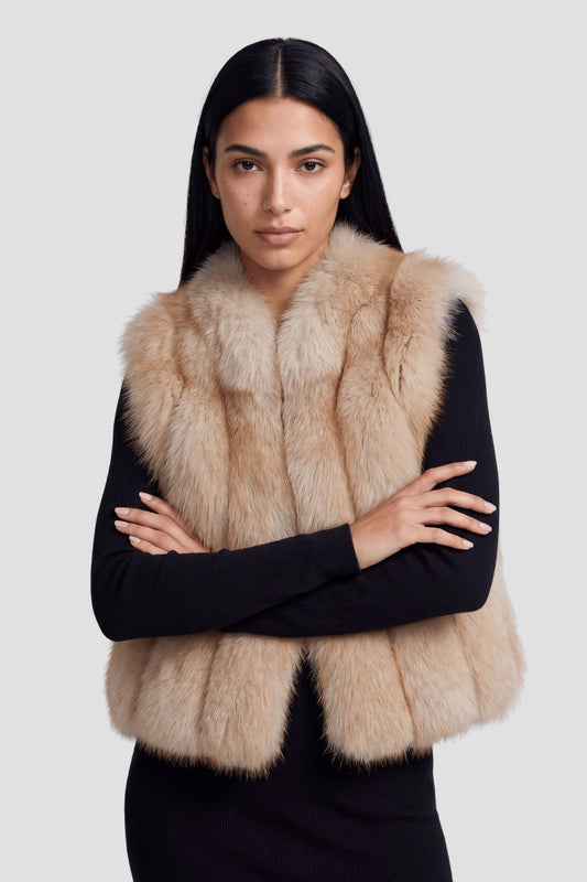 Gilet fourrure femme crème Héritage fourrure