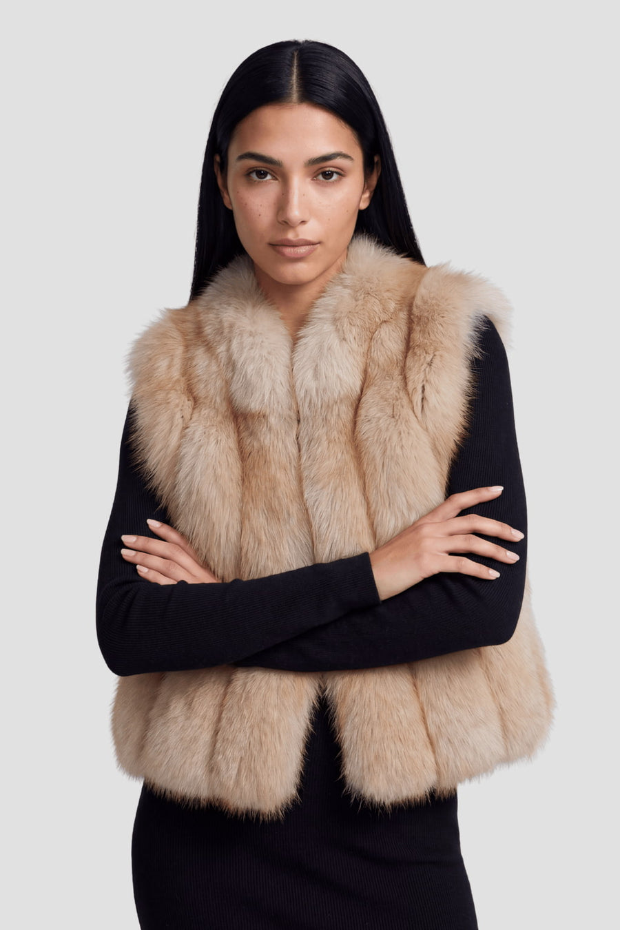 Gilet fourrure femme crème Héritage fourrure