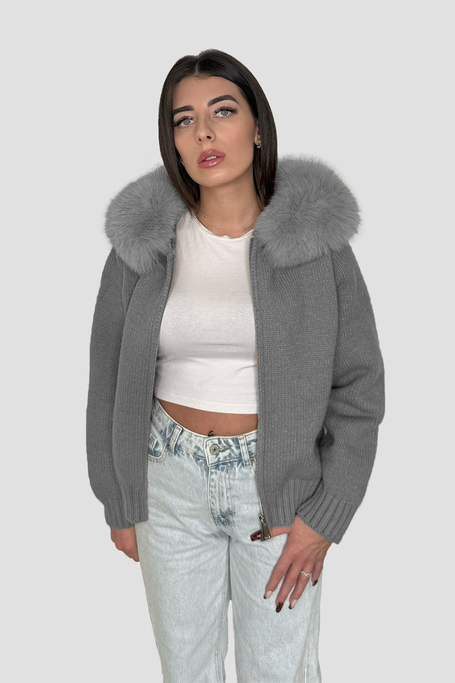 Gilet fourrure femme gris Héritage fourrure