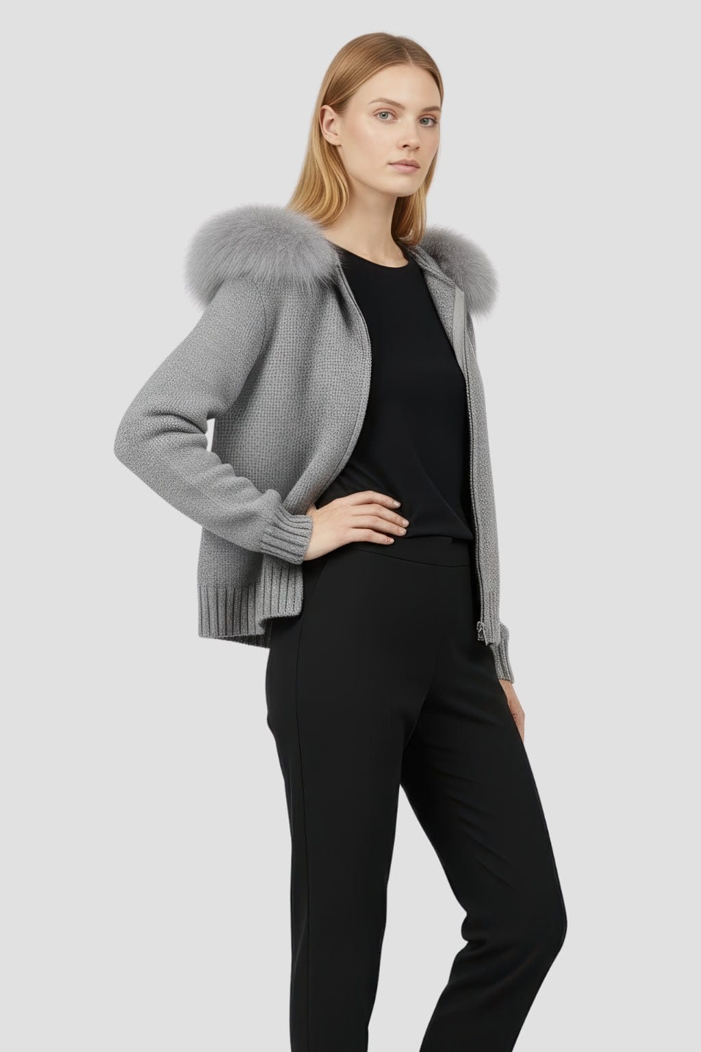Gilet fourrure femme gris Héritage fourrure