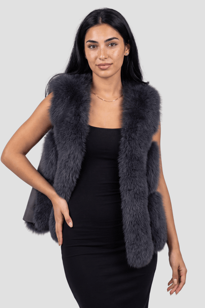 Gilet fourrure femme gris Héritage fourrure