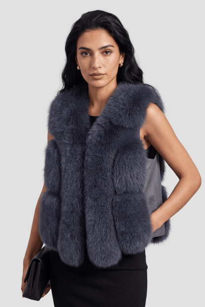 Gilet fourrure femme gris Héritage fourrure