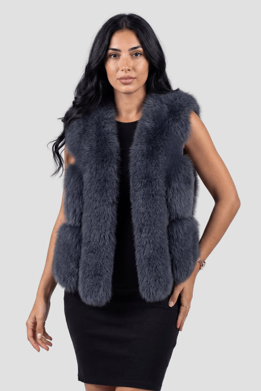Gilet fourrure femme gris Héritage fourrure