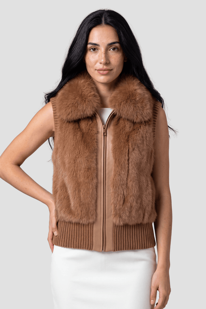 Gilet fourrure femme marron Héritage fourrure