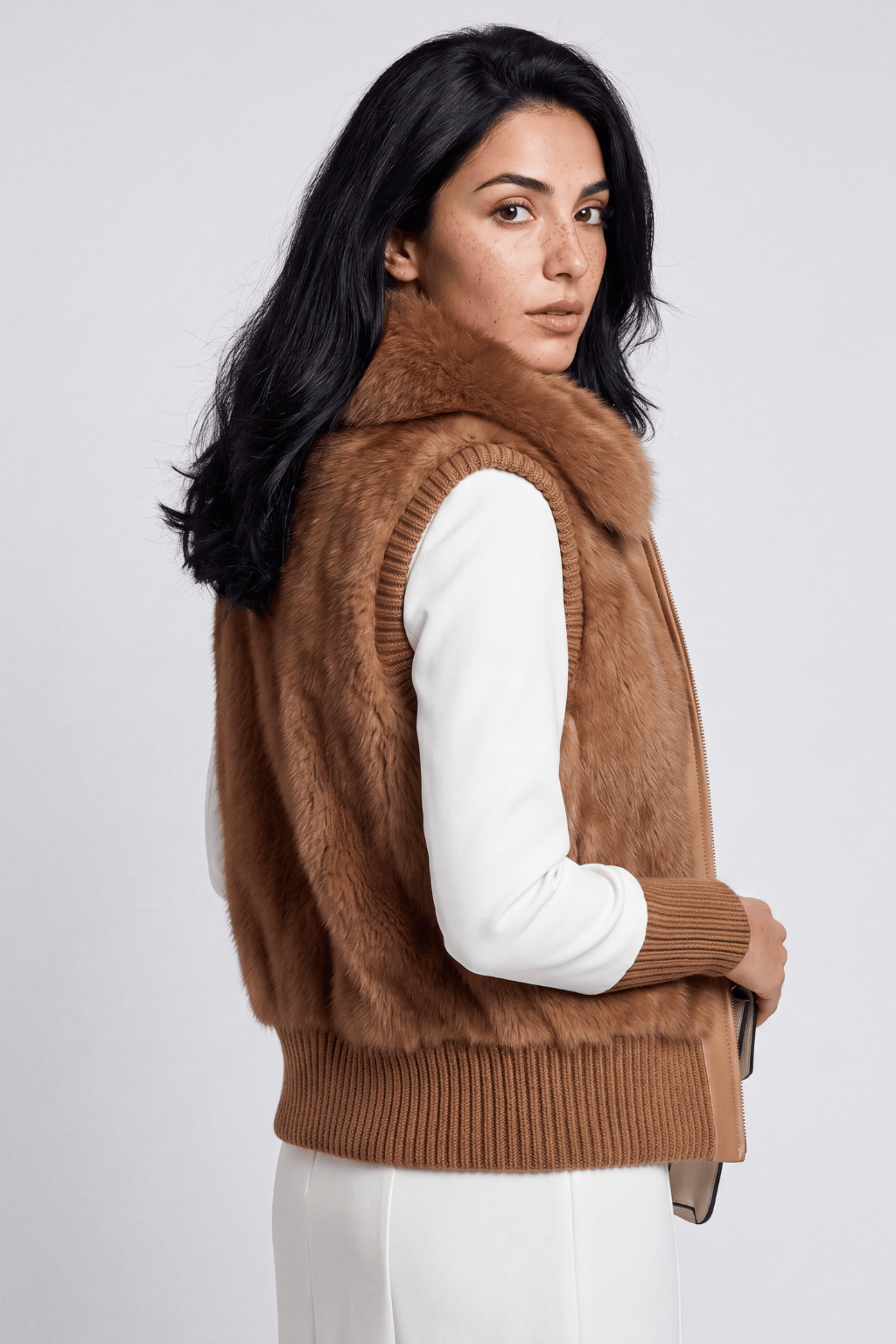 Gilet fourrure femme marron Héritage fourrure