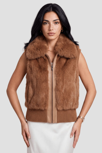 Gilet fourrure femme marron Héritage fourrure
