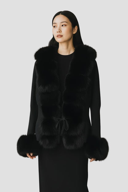 Gilet fourrure femme noir Héritage fourrure