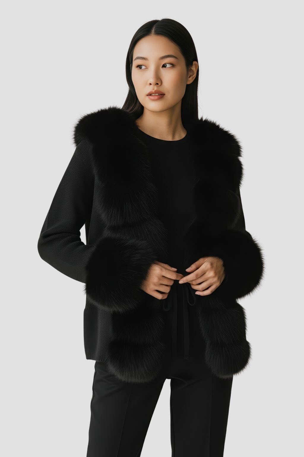 Gilet fourrure femme noir Héritage fourrure