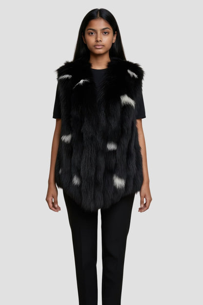 Gilet fourrure femme noir Héritage fourrure