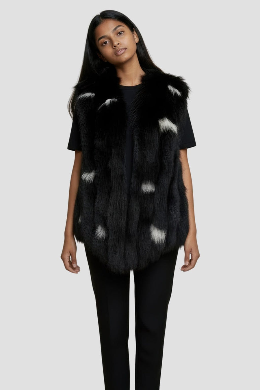 Gilet fourrure femme noir Héritage fourrure