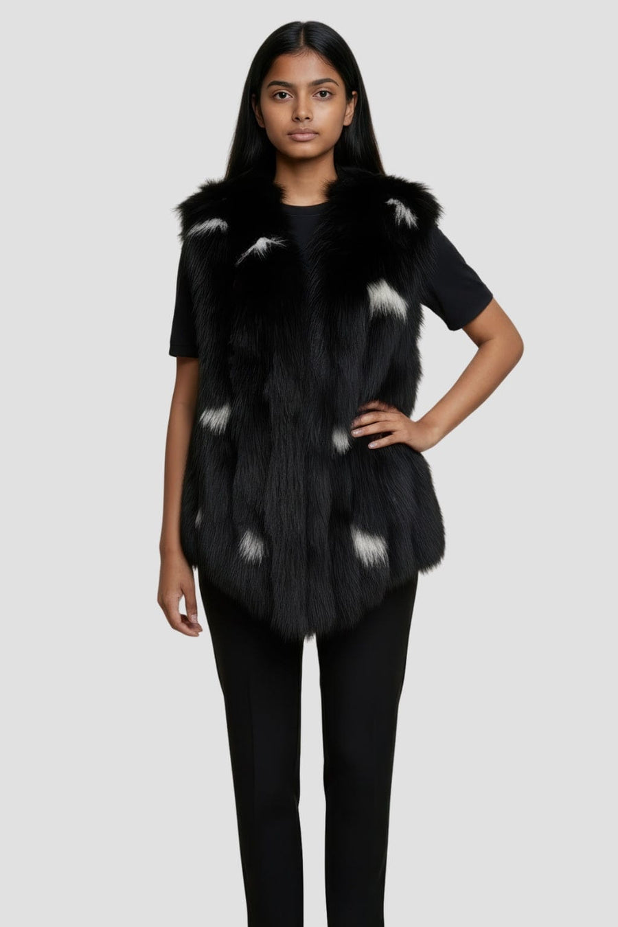 Gilet fourrure femme noir Héritage fourrure