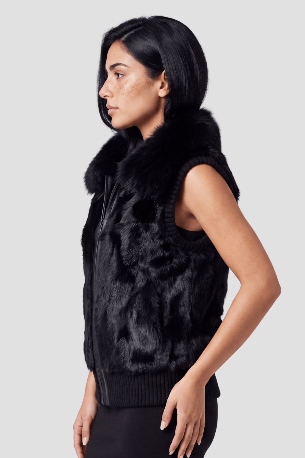 Gilet fourrure femme noir Héritage fourrure