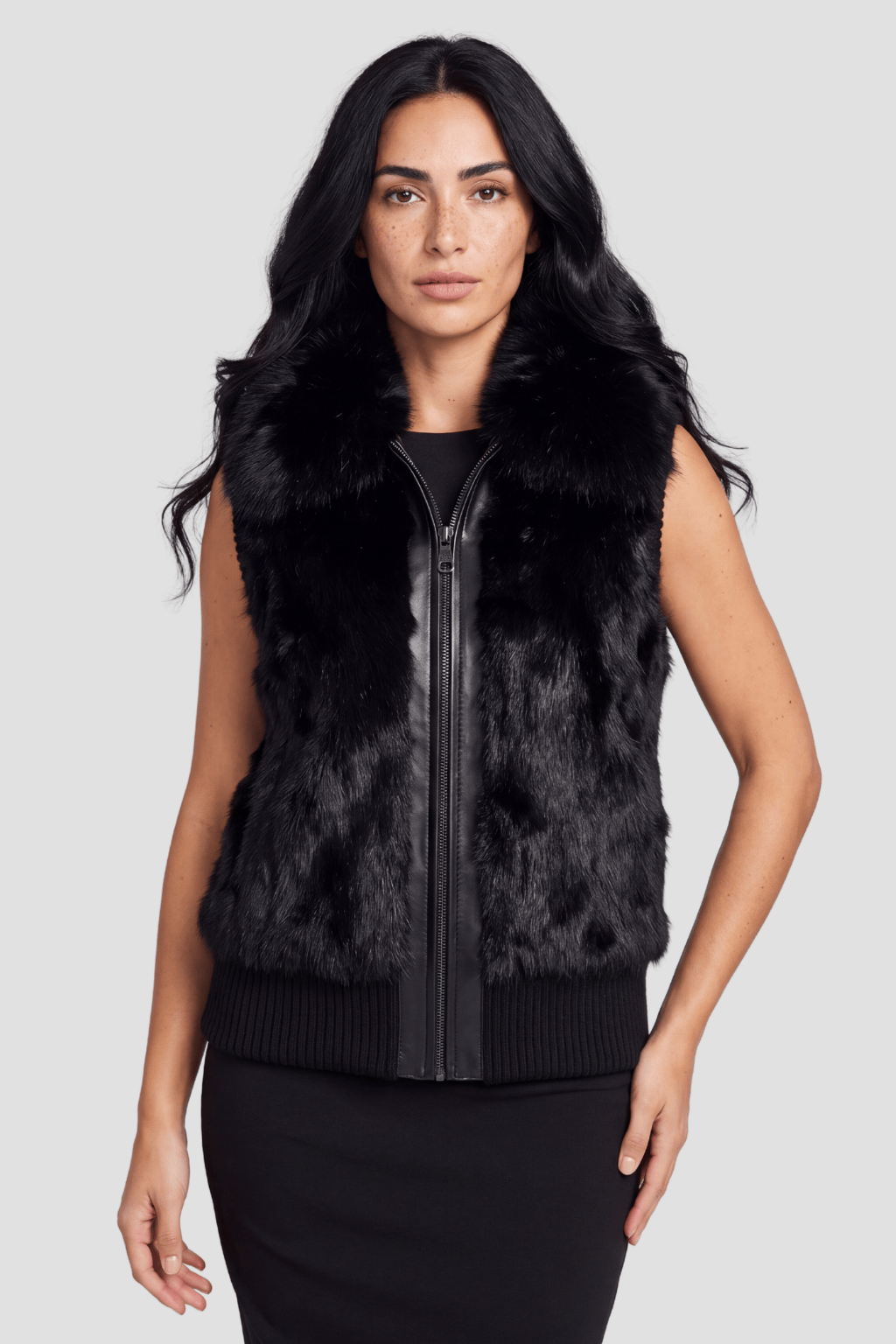 Gilet fourrure femme noir Héritage fourrure