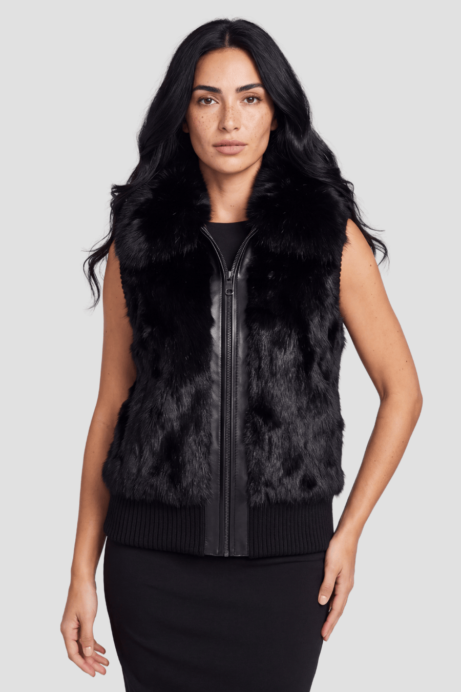 Gilet fourrure femme noir Héritage fourrure