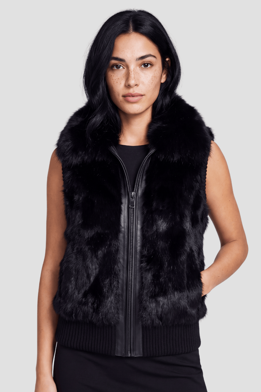 Gilet fourrure femme noir Héritage fourrure