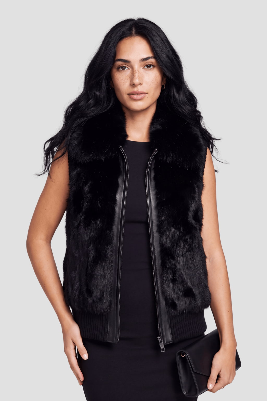 Gilet fourrure femme noir Héritage fourrure