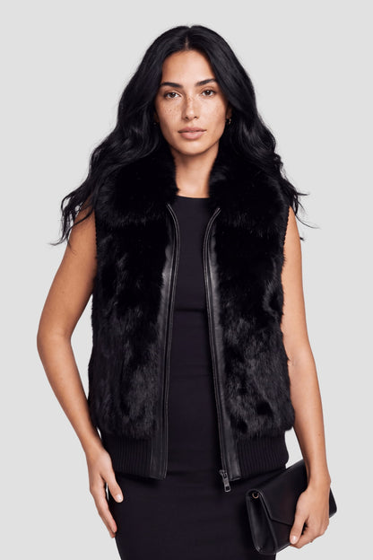 Gilet fourrure femme noir Héritage fourrure